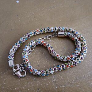Gloria Vanderbilt Gold Tone Multi Color Rhinestone Encrusted Necklace‎